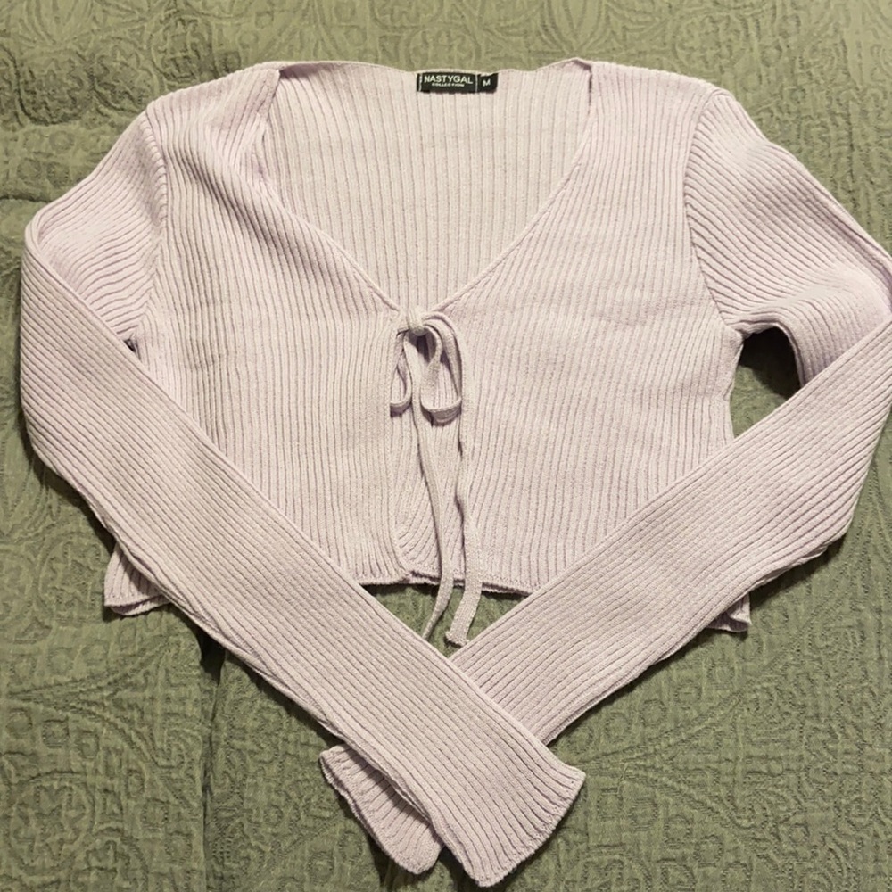 Purple tie crop top